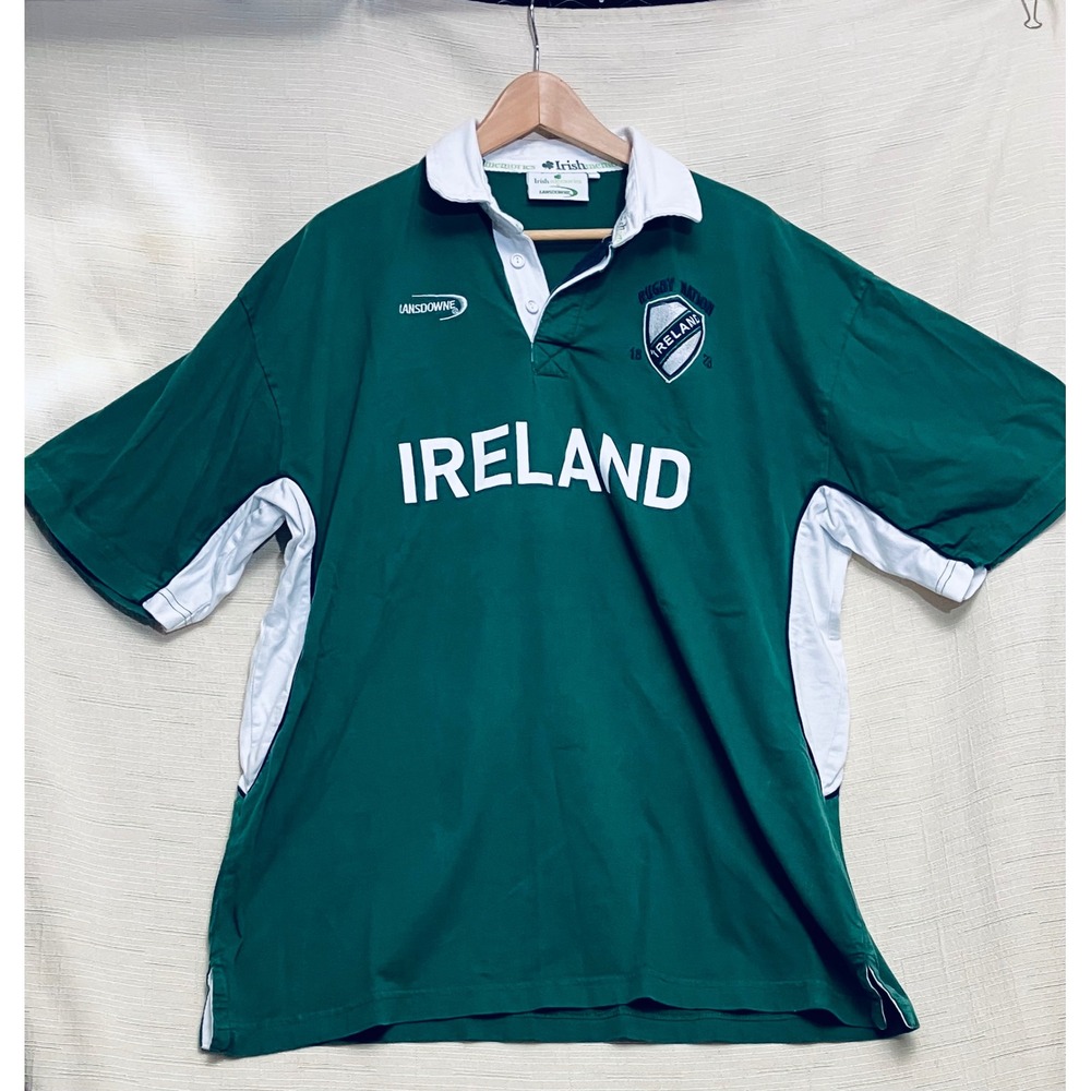 Lansdowne Rugby Shirt Mens XXL Green Excellent Ireland Rugby Nation Polo